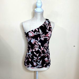 White House black market one shoulder floral  top women size S Petite